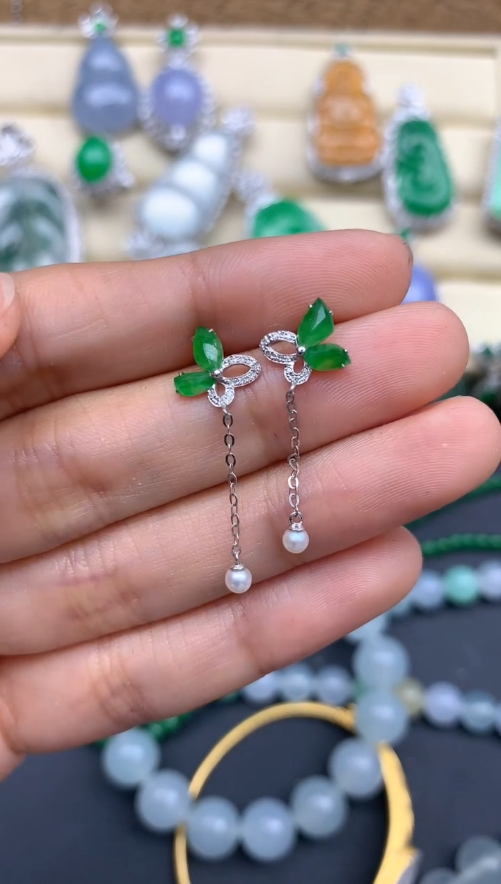 【闪购商品】翡翠耳饰18K金镶嵌144-中国好珍宝