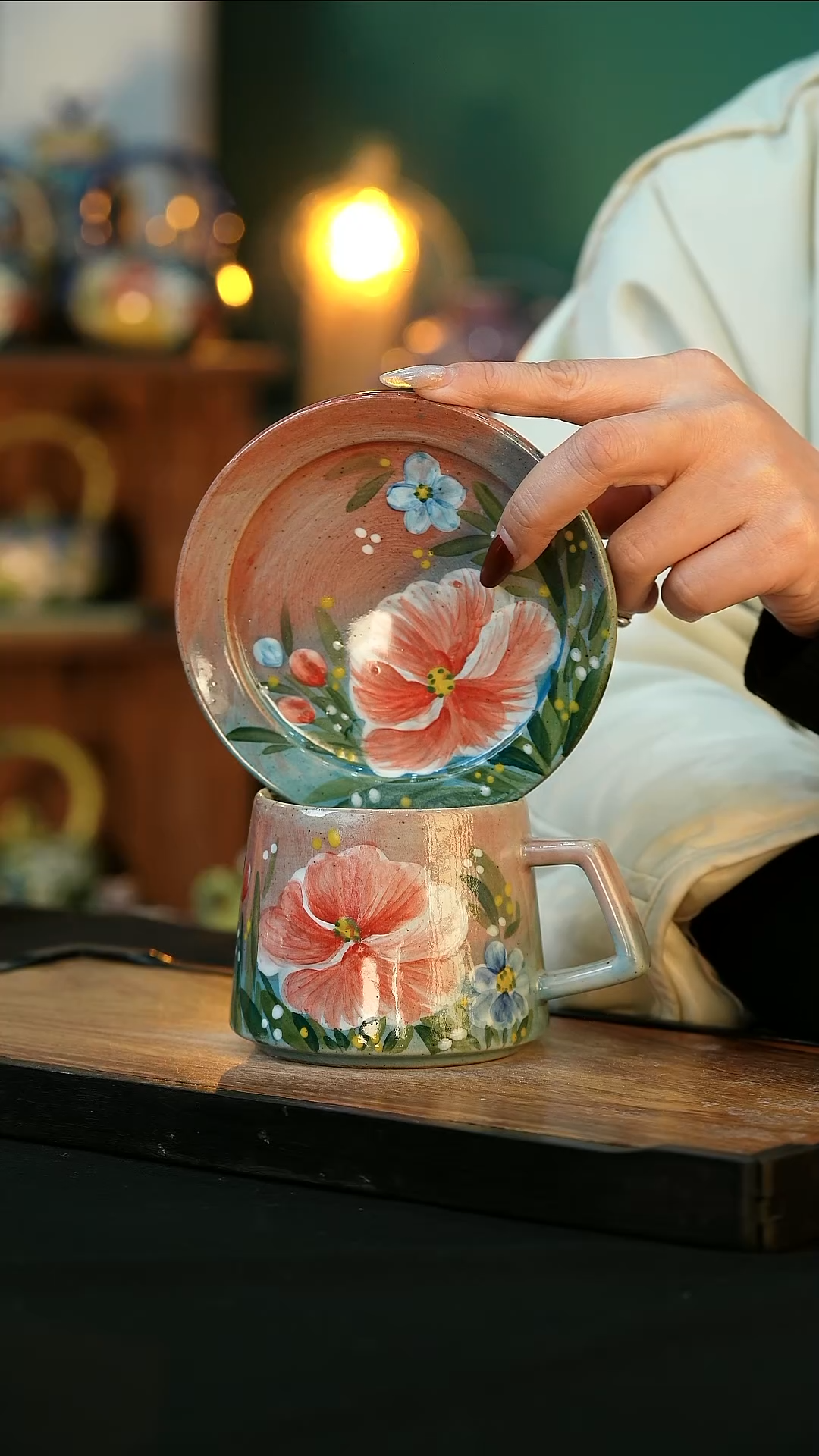 【闪购商品】杯手绘心瓷陶瓷浮力