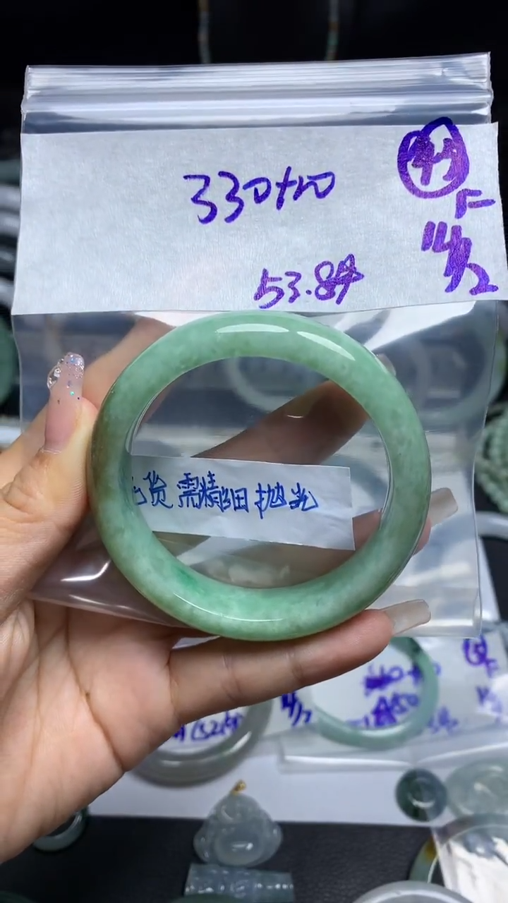 【闪购商品】定制翡翠未镶嵌毛货需精细抛光45号340元53.8圈