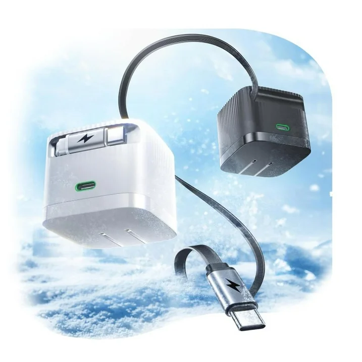 lisen李森45W伸缩线双口充电器氮化镓低温充电头自带伸缩线