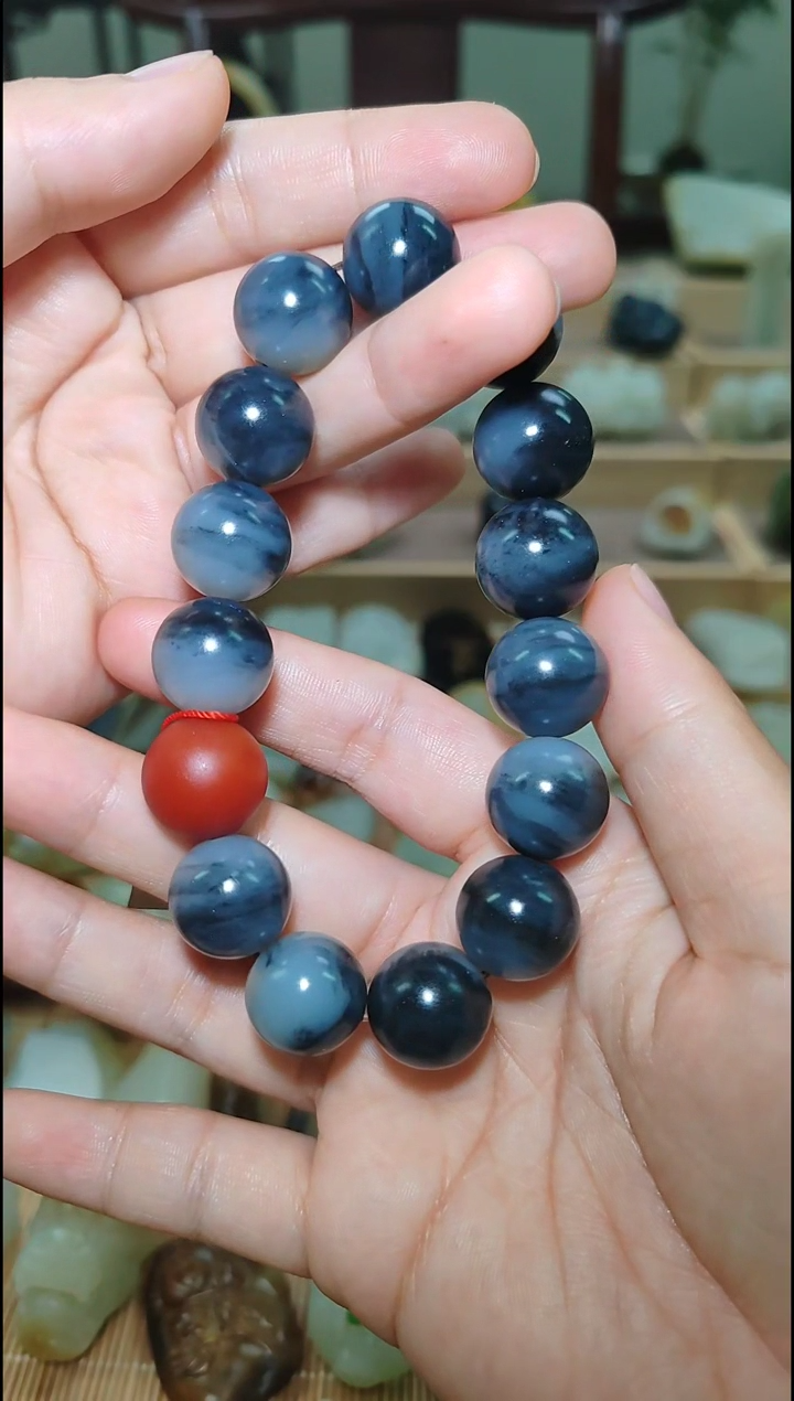 【闪购商品】和田玉手串未镶嵌新疆和田玉青花手串 卡16