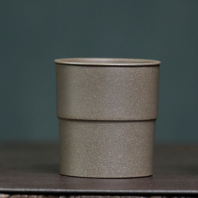 宜兴零添加纯原矿青段泥竹节杯手工打造90cc节节高升杯主人杯