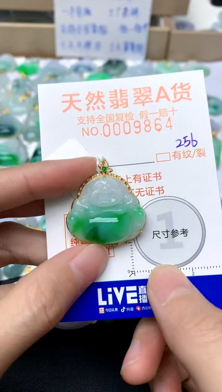 【闪购商品】翡翠颈饰18K金镶嵌256天然A货翡翠