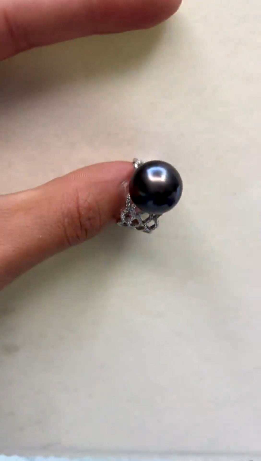 银S925镶嵌戒指海水珍珠14.1