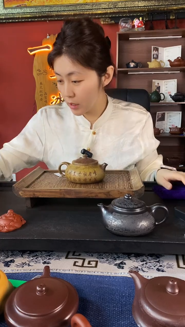 【闪购商品】紫砂茶壶牡丹寒江 高温柴烧 曹莹莹