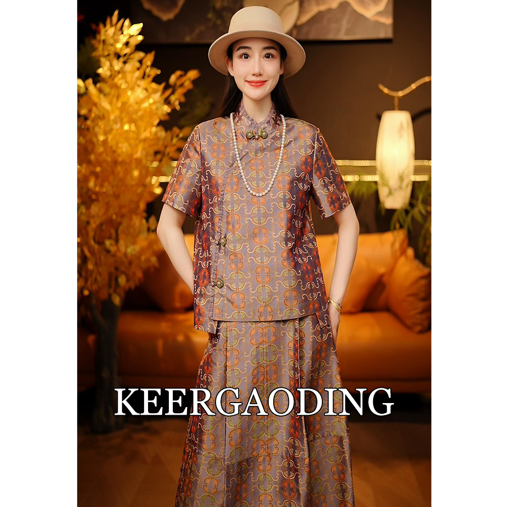 【可儿·高定】非遗蜀锦高端新中式国风设计师款短袖上衣3-J6232