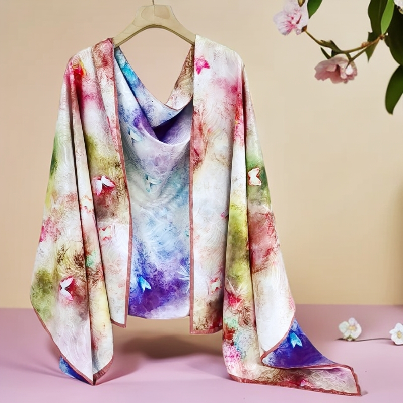 清 门店款SHSTORY品牌B20捡漏双色180*70cm 花语蝶听长巾轻奢礼物