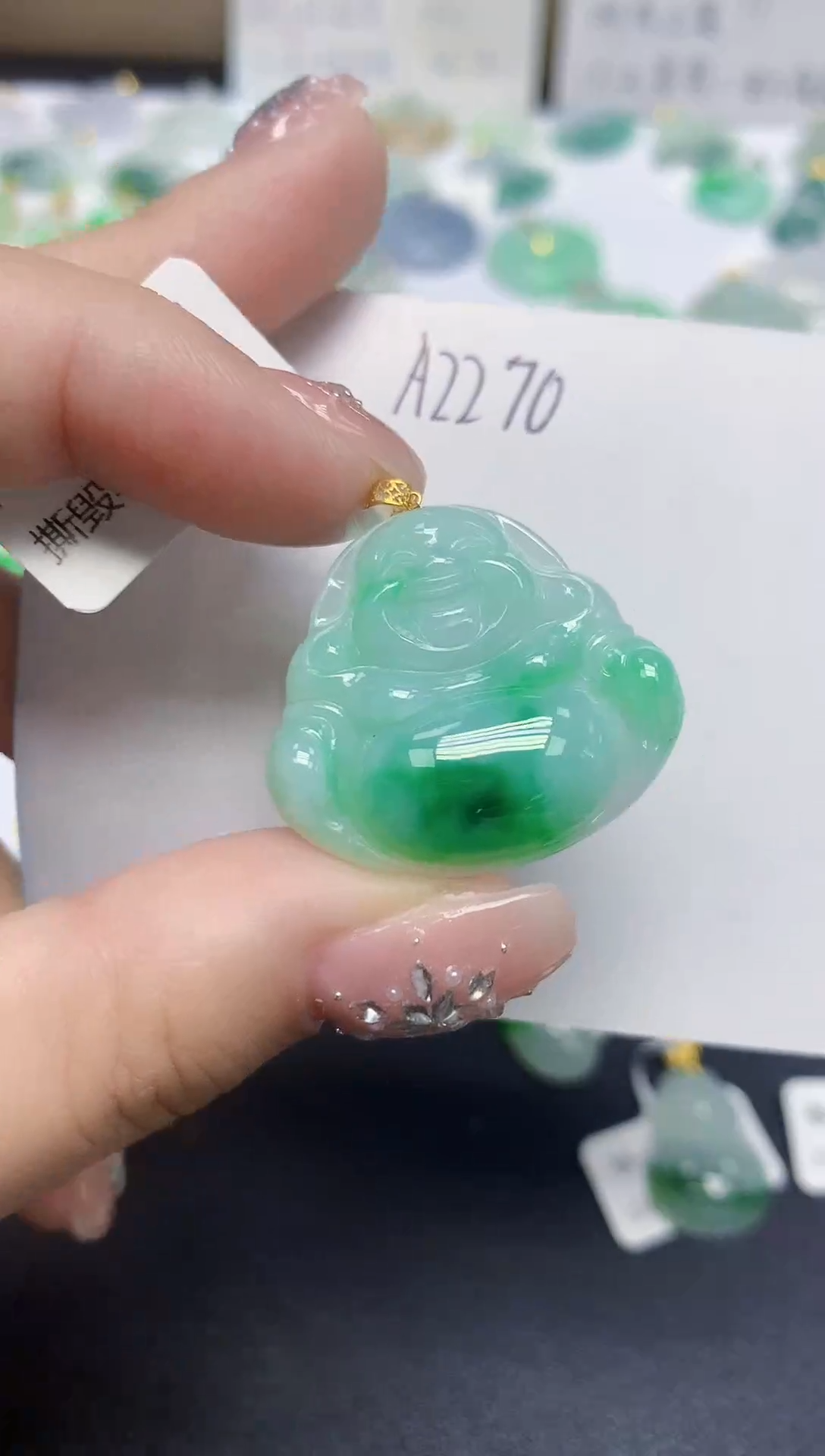 颈饰18K金镶嵌翡翠天然缅甸翡翠A货翡翠百元以上9元证书费自理