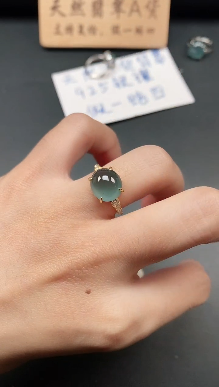 银S925镶嵌戒指翡翠11