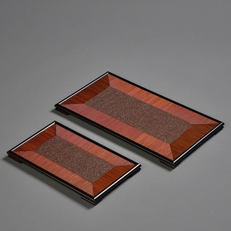 竹制茶托盘藤面兰亭长方形干泡茶盘茶道奉茶盘茶具收纳盘功夫茶具