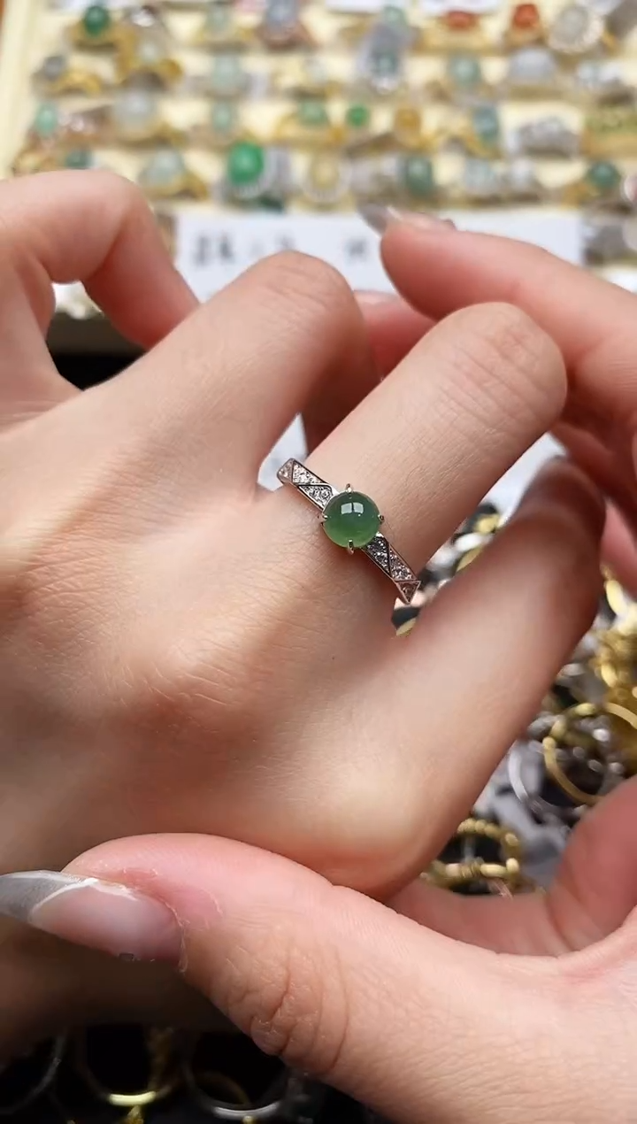 【闪购商品】翡翠戒指银S925镶嵌44444444+9