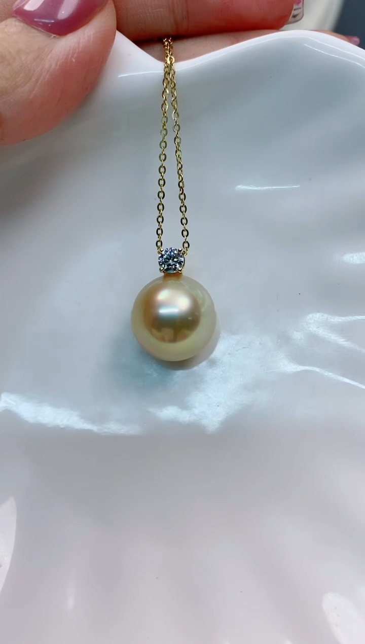 【闪购商品】海水珍珠吊坠(赠链)18K金镶嵌15-16南洋海水珍珠吊坠