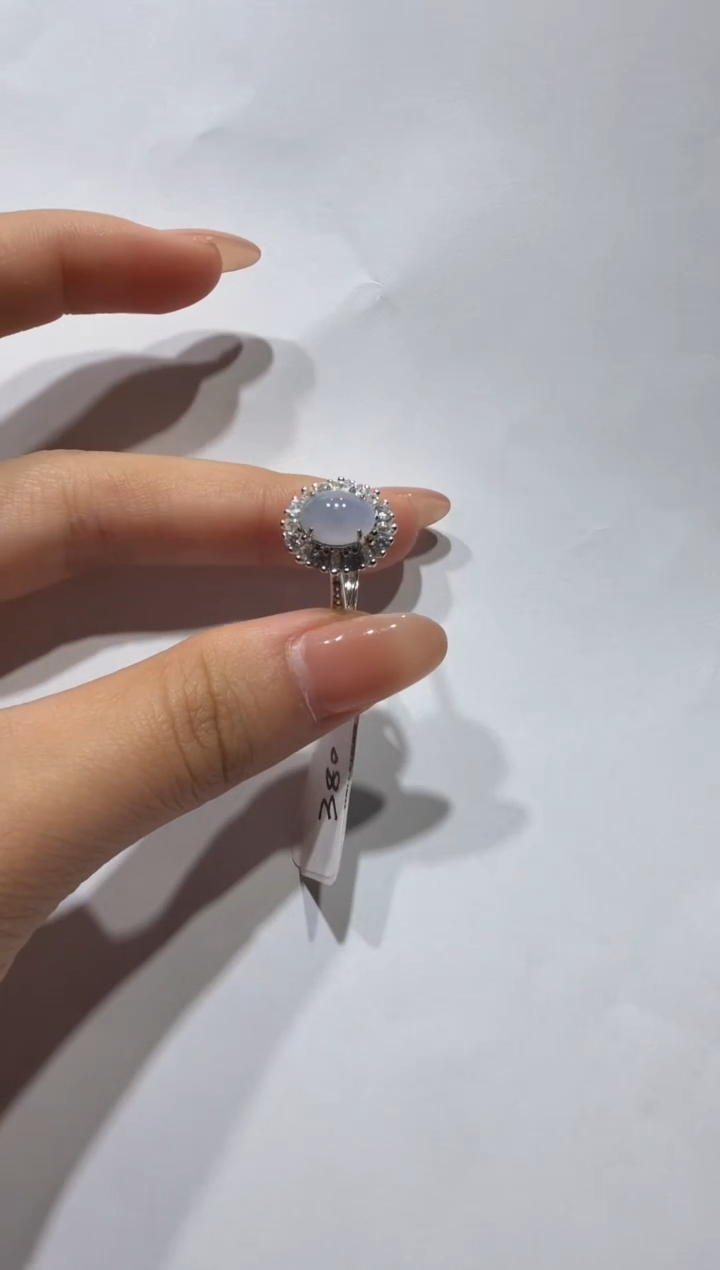 银S925镶嵌戒指翡翠925银镶缅甸A货翡翠戒指