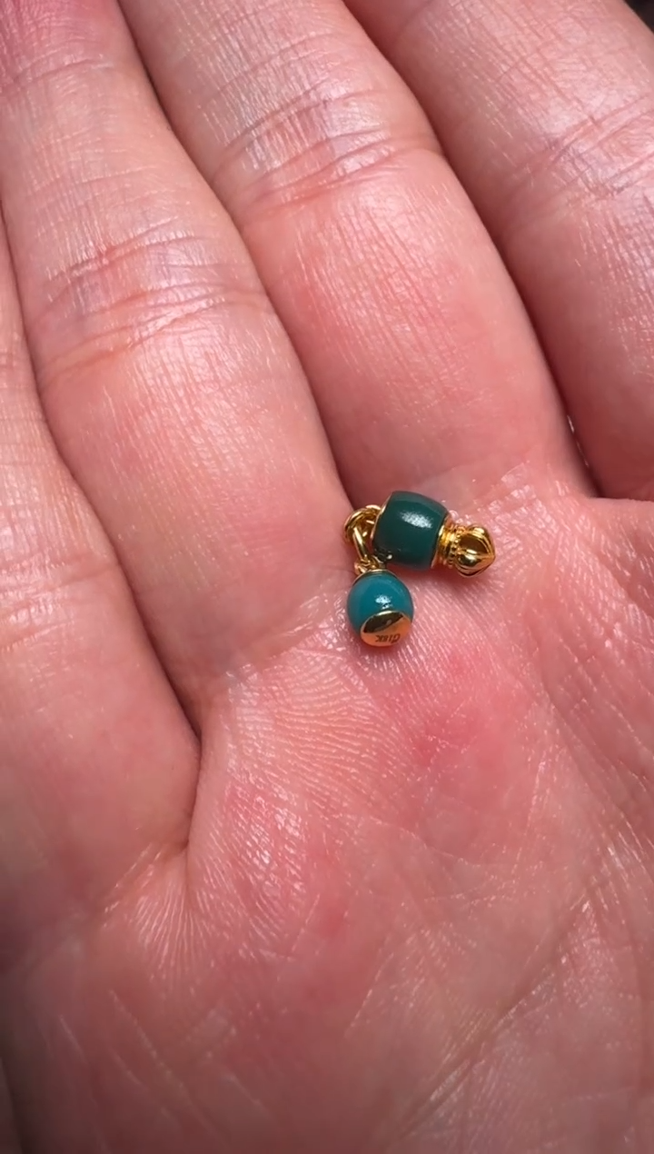 【闪购商品】绿松石颈饰18K金镶嵌松石侧挂