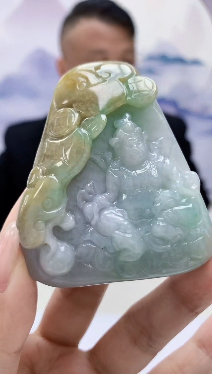 【闪购商品】定制翡翠未镶嵌4969-kk-毛货挂件32