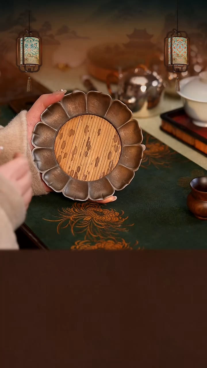 锡   莲花壶承    