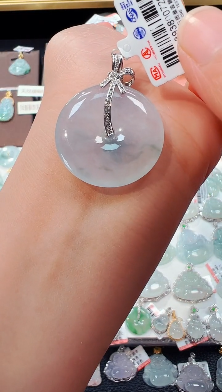 【闪购商品】翡翠吊坠(不含链)18K金镶嵌平安扣吊坠729