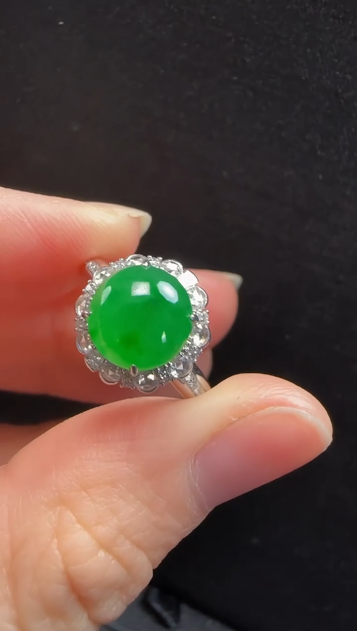 【闪购商品】翡翠戒指18K金镶嵌317蛋面一枚