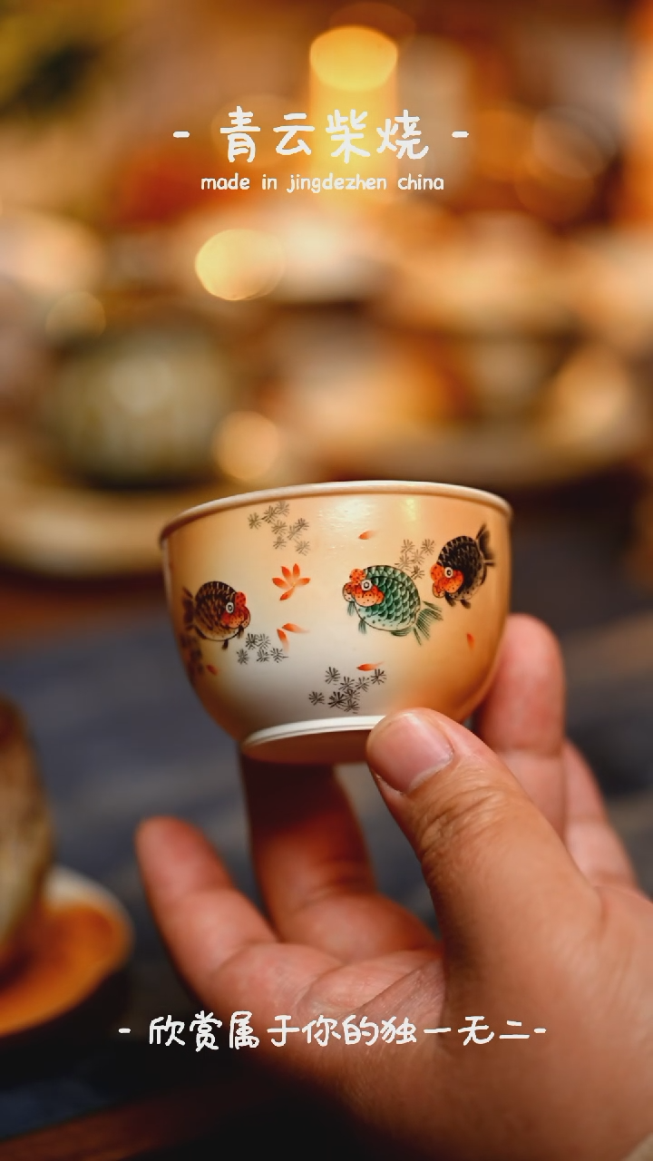 【闪购商品】979号手绘兰寿缸杯~~~青云柴烧裸烧