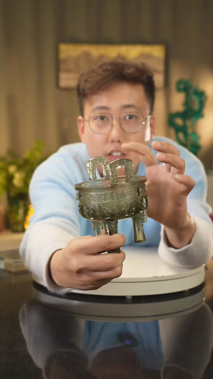 【闪购商品】雅致水晶琉璃 古法琉璃 三足青铜鼎