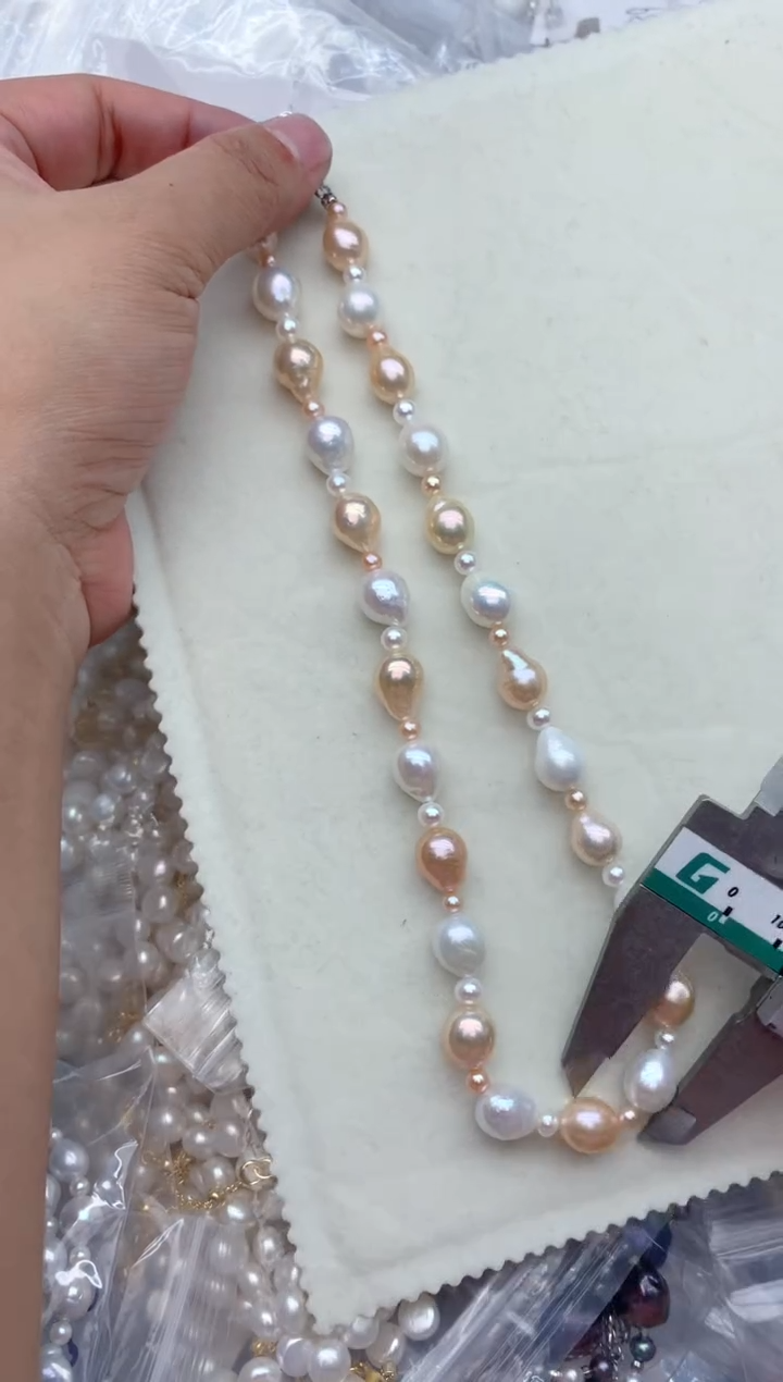 项链银S925镶嵌淡水珍珠，非无暇