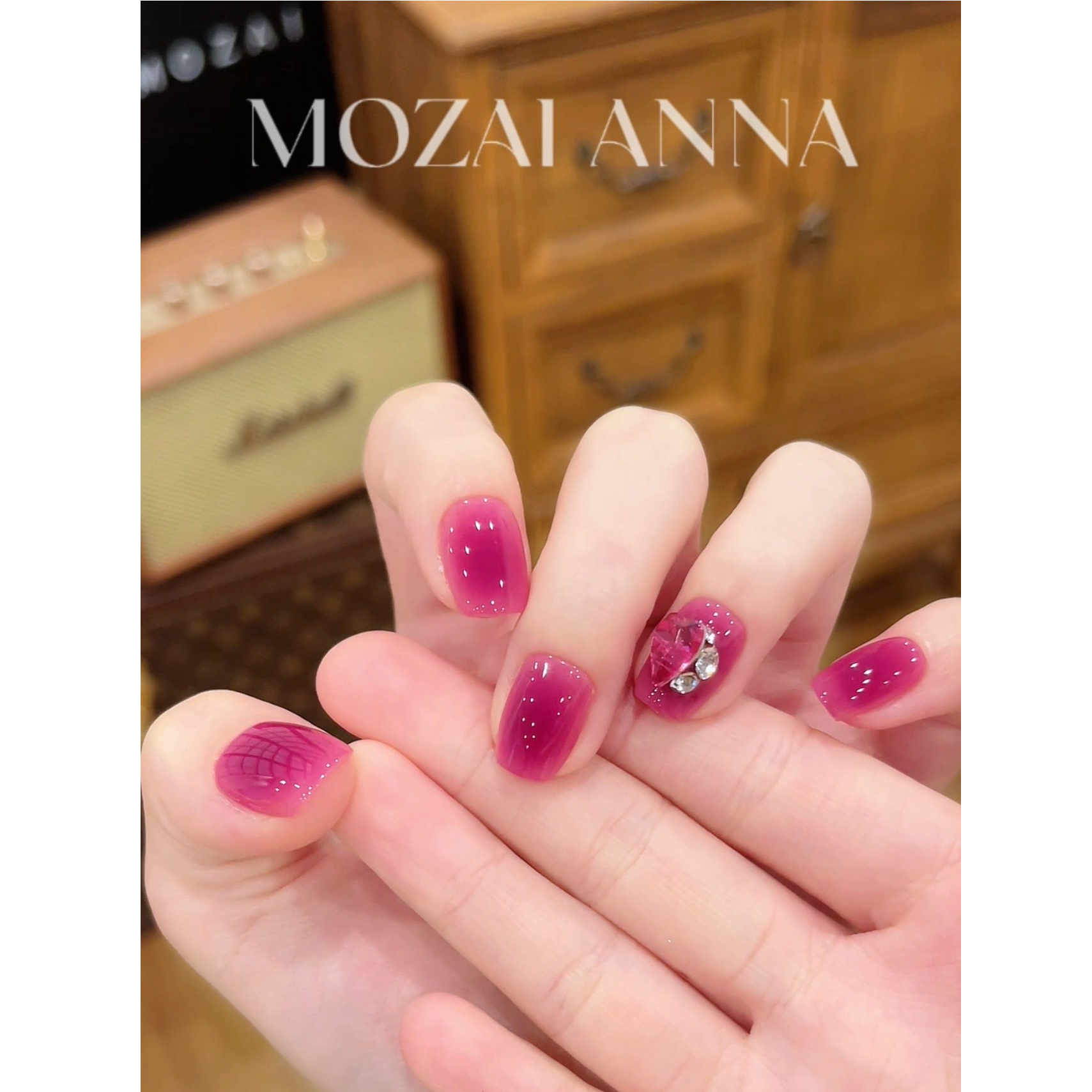 茉哉W现货【玫紫微醺】纯手工定制美甲拆卸穿戴甲A4732