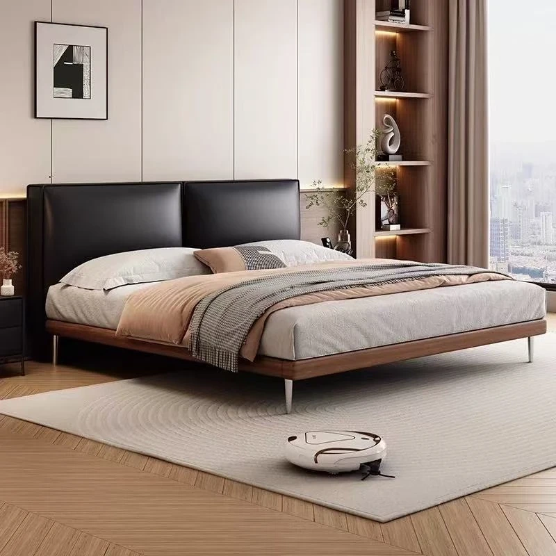 【豆腐块】轻奢现代主卧真皮大床意式极简皮艺床主卧大床