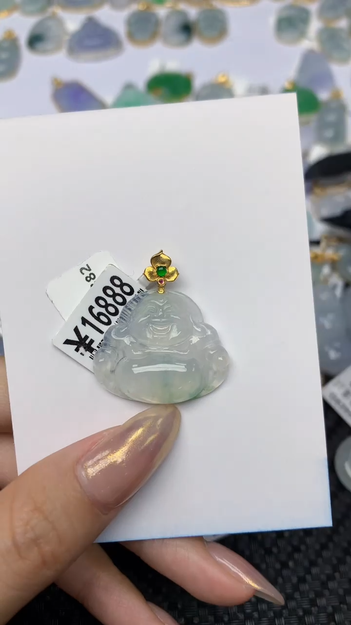 【闪购商品】翡翠颈饰18K金镶嵌 天然翡翠A货