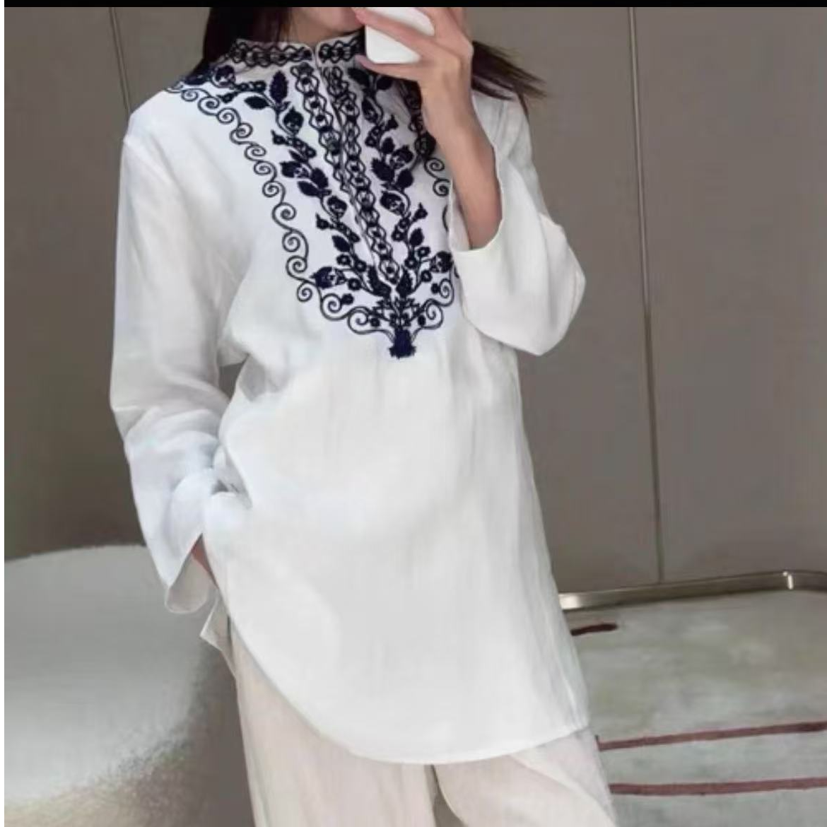 【ICS 韵裕】设计师女装集合店新中式亚麻重工刺绣上衣