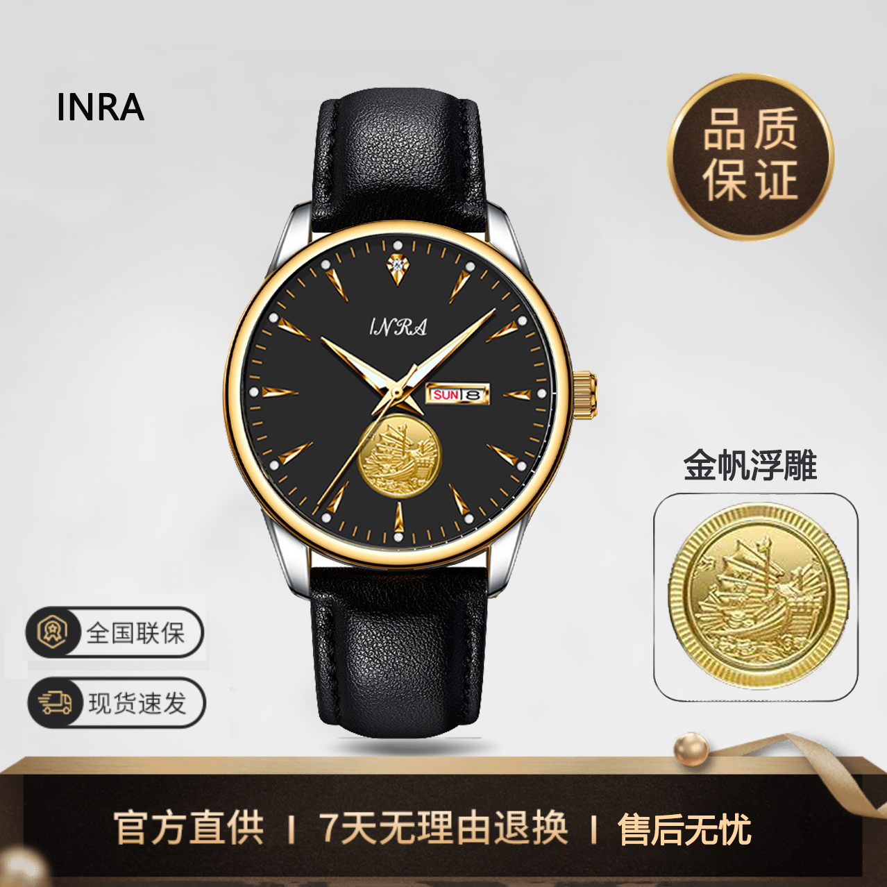 【云仓直发】一帆风顺 高端透背陀飞轮男士腕表 皮带款 8002 H