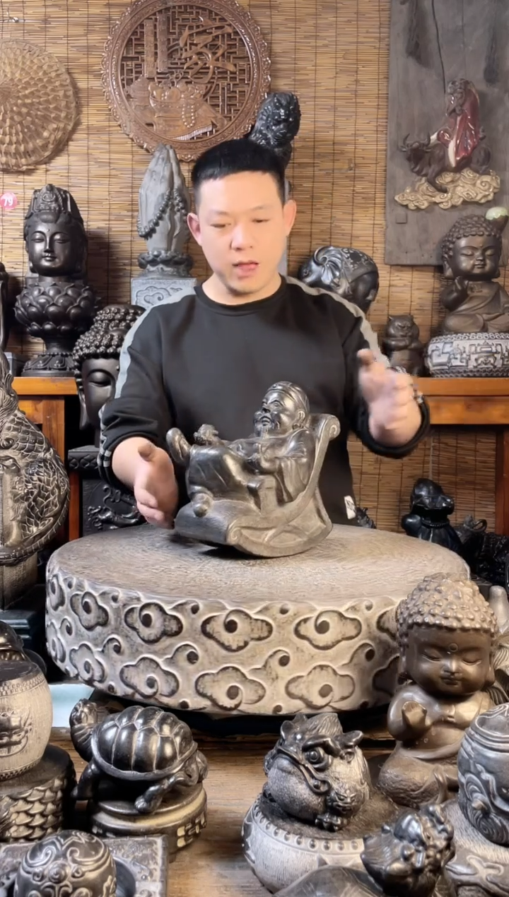 【闪购商品】26摇椅地主天然青石雕刻