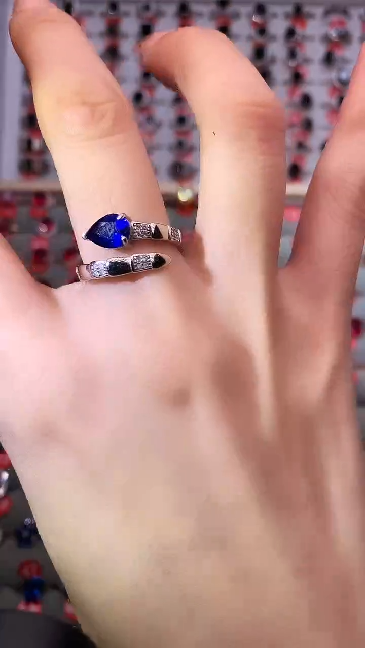 【闪购商品】蓝宝石戒指银S925镶嵌1111