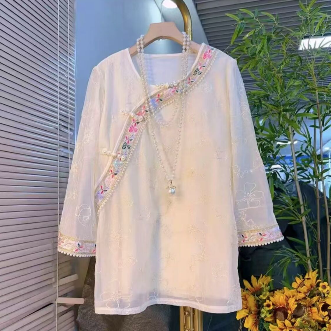 2025春季新款精致百搭重工国风衬衫上衣