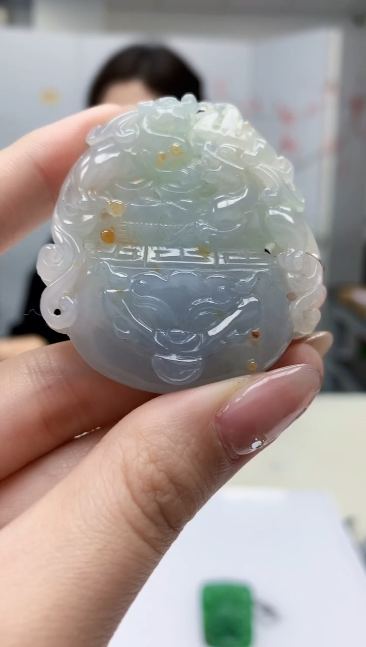 【闪购商品】定制翡翠未镶嵌4829jw-毛货挂件117