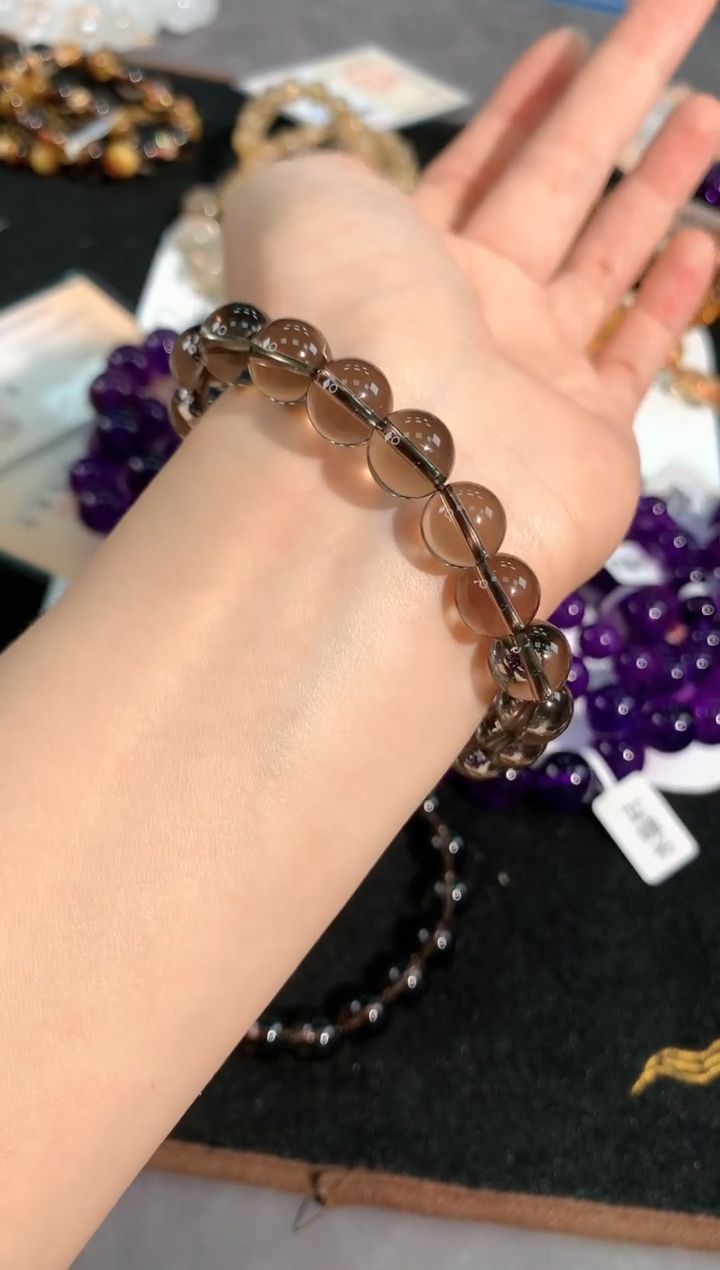 【闪购商品】水晶手链未镶嵌25号茶水晶单圈10mm