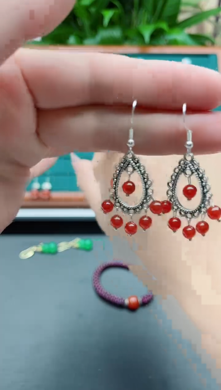 【闪购商品】南红玛瑙耳饰银S925镶嵌681