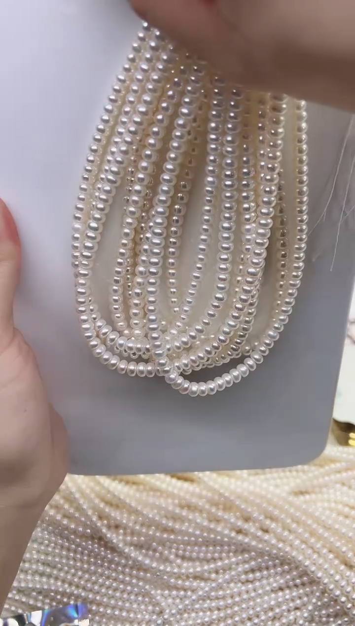 项链未镶嵌淡水珍珠极光白厚算盘珠6mm