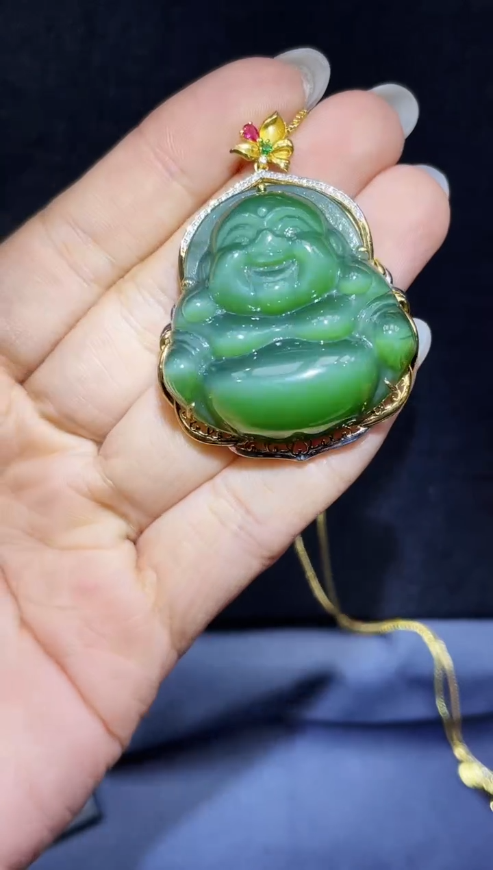 【闪购商品】和田玉吊坠18K金镶嵌36MM 多样性发一Z