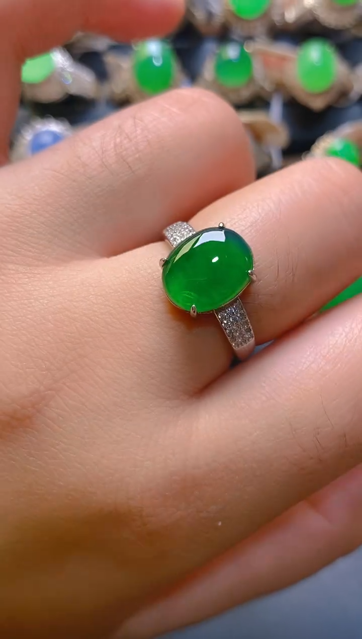 【闪购商品】翡翠耳饰银S925镶嵌天然A货翡翠1