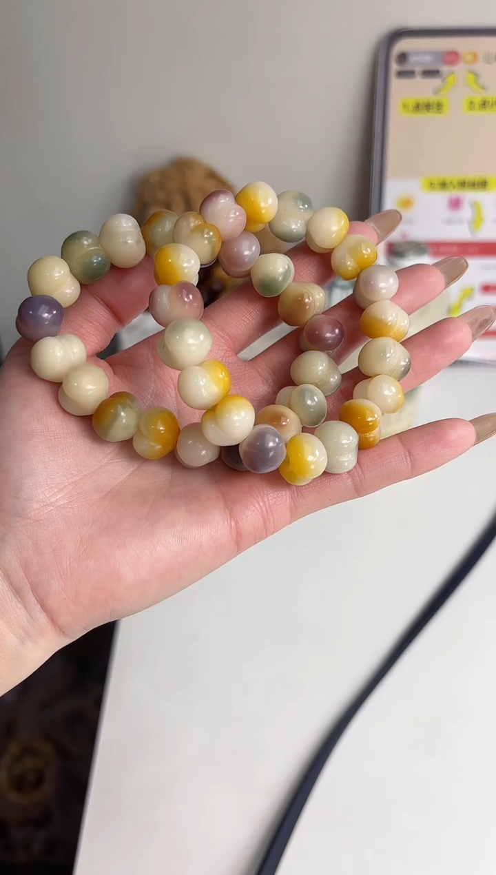 手串菩提根/象牙果沐b51紫美人玉化害羞屁桃11*13mm手串随机
