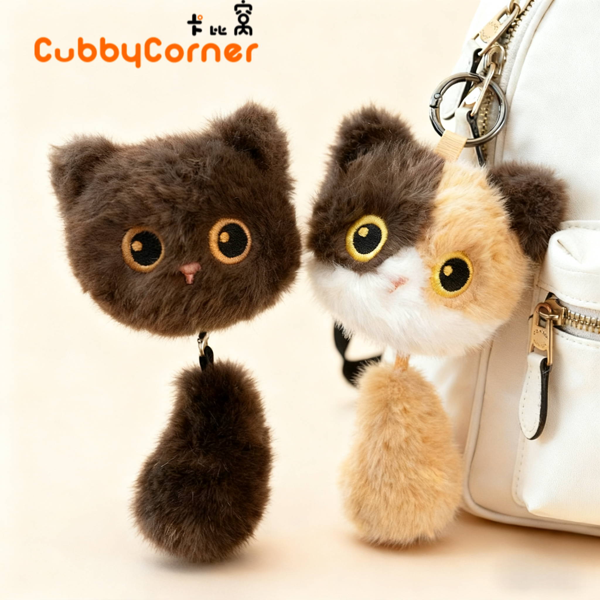 可爱猫咪三花猫蓝猫挂件毛绒玩具女生系生日礼物包包挂饰