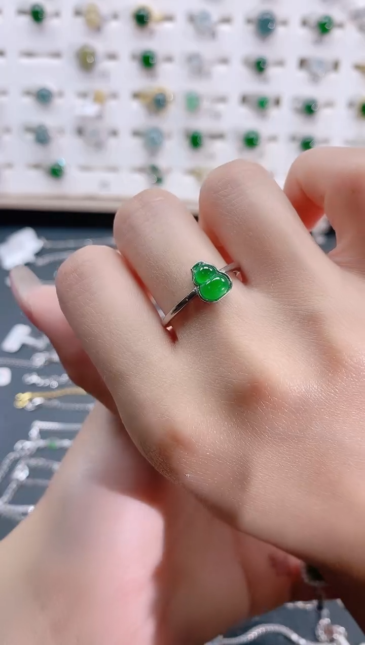 【闪购商品】翡翠银S925镶嵌戒指天然翡翠