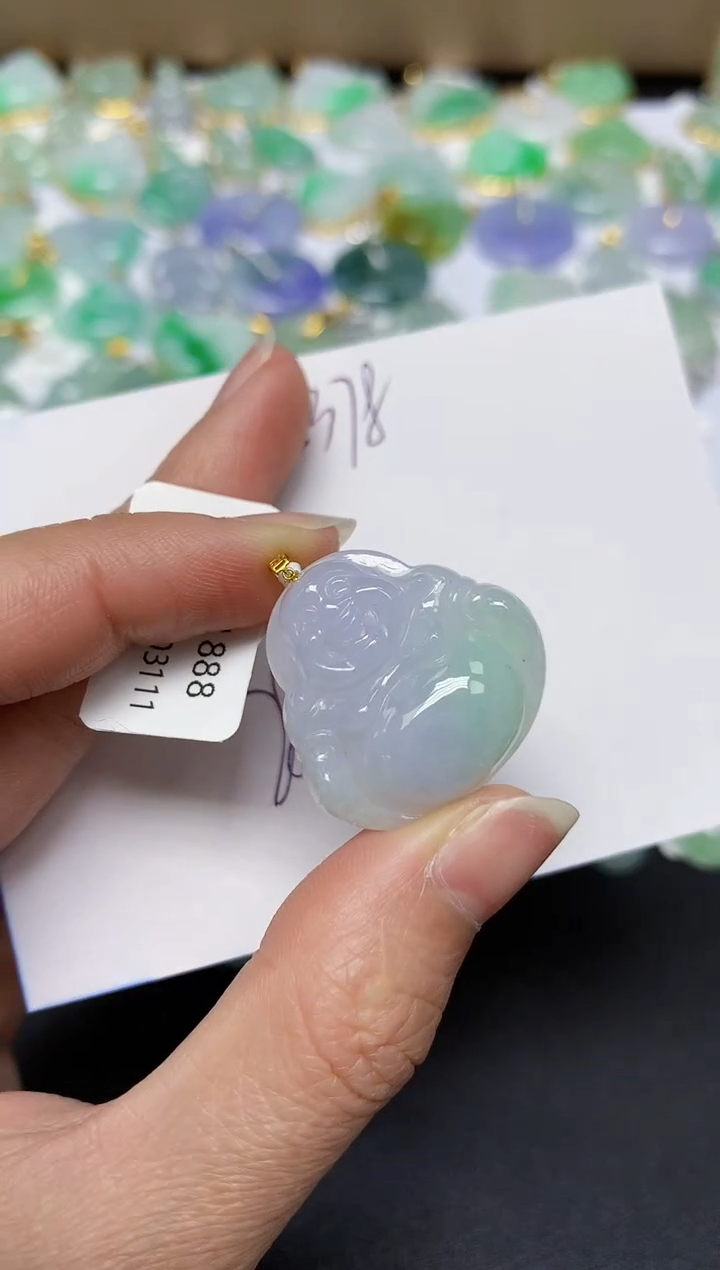 翡翠18K金镶嵌颈饰 天然翡翠A货