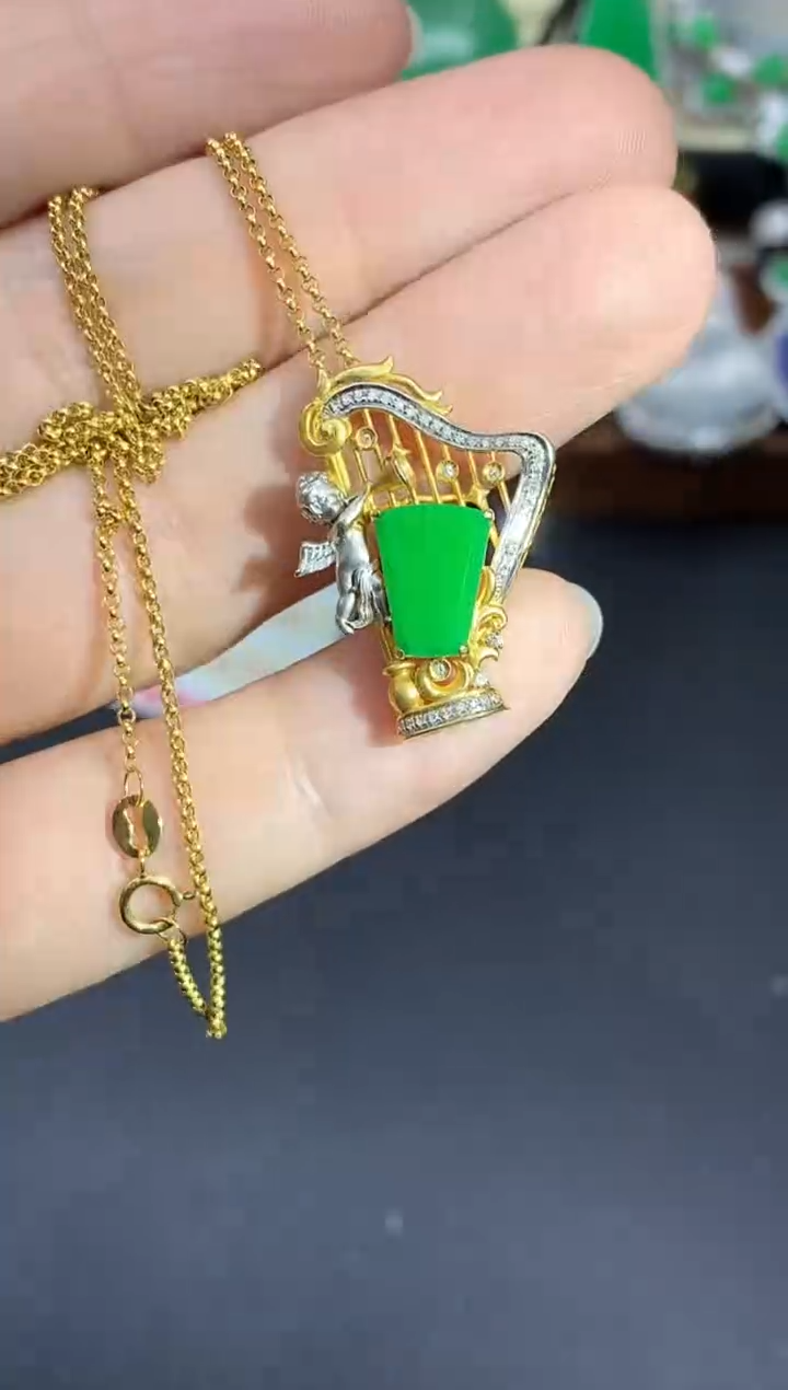 颈饰18K金镶嵌翡翠178中国好珍宝