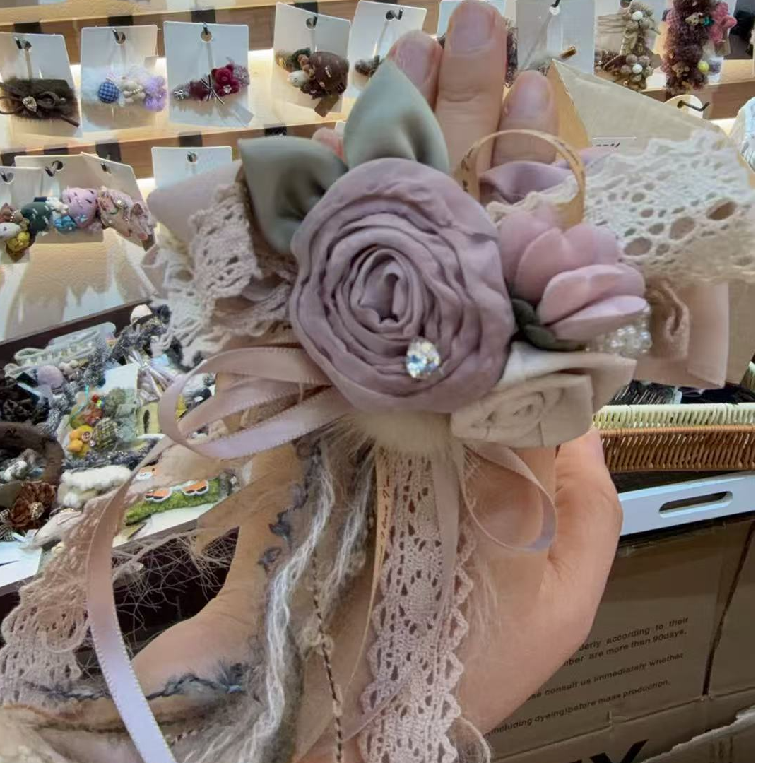 玫瑰重工山茶花头绳发饰轻奢发圈气质头饰