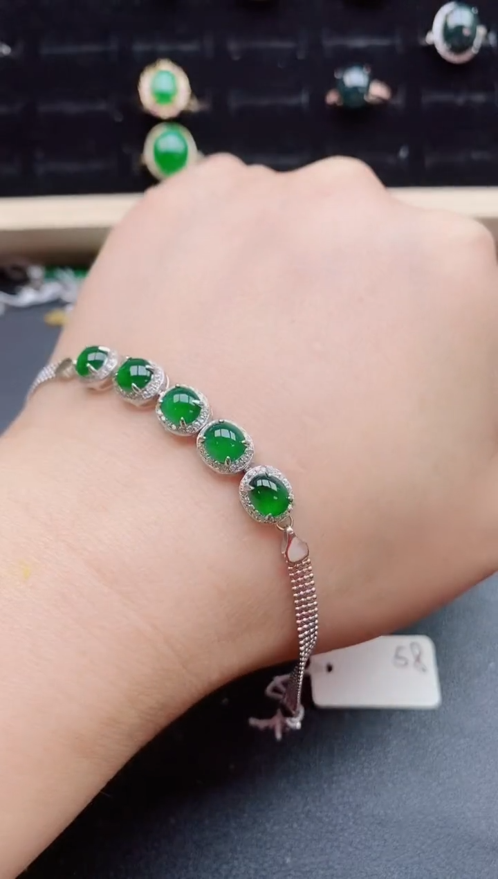 【闪购商品】翡翠手链银S925镶嵌2132112