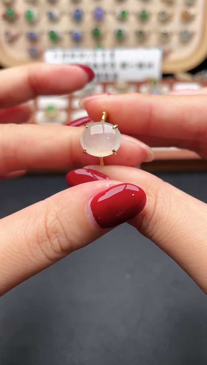 银S925镶嵌戒指翡翠一物一证一礼盒