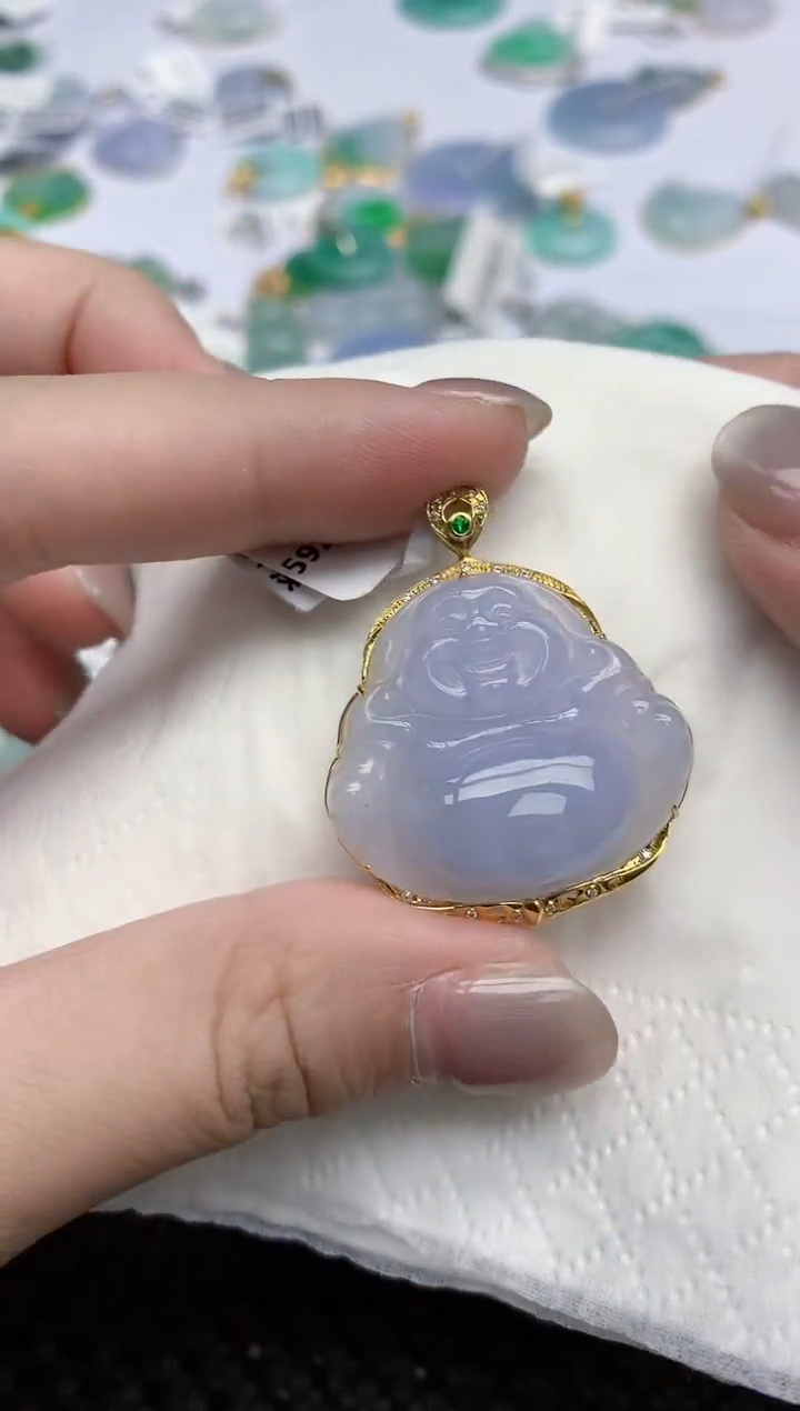 【闪购商品】翡翠颈饰18K金镶嵌天然翡翠A货