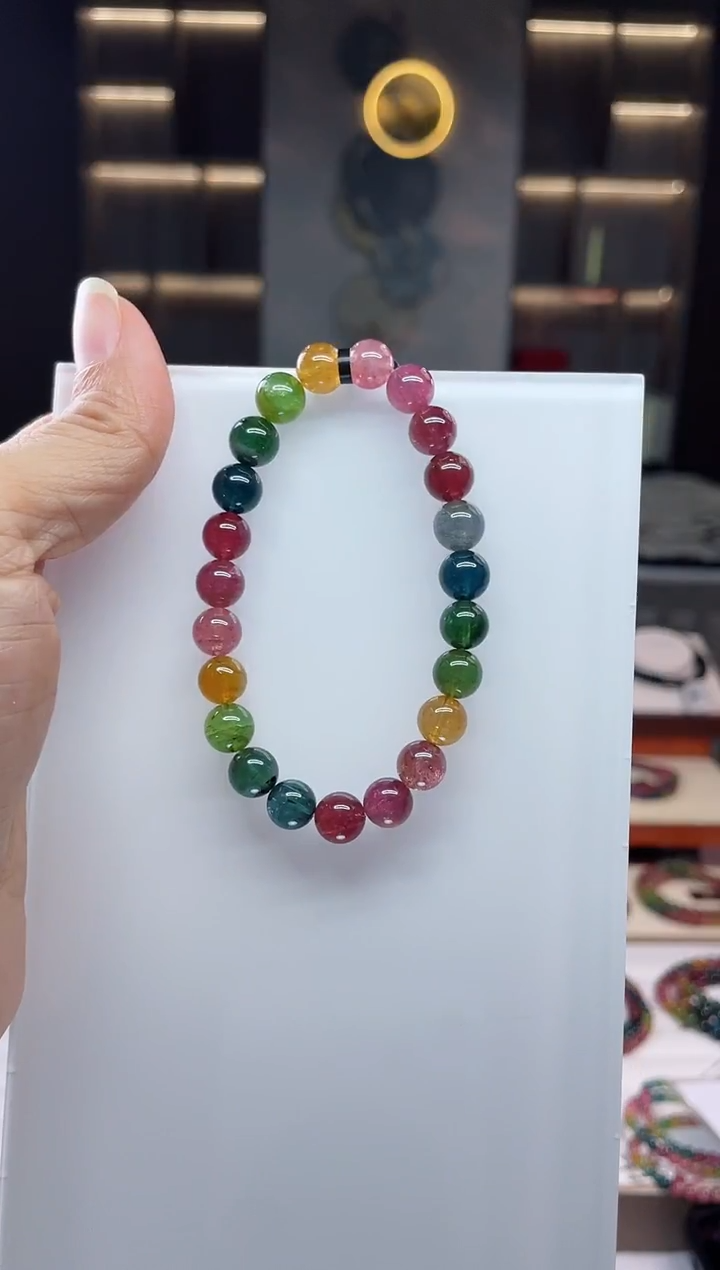 未镶嵌老矿碧玺单圈手串8mm+碧玺（多样性发一条）Q