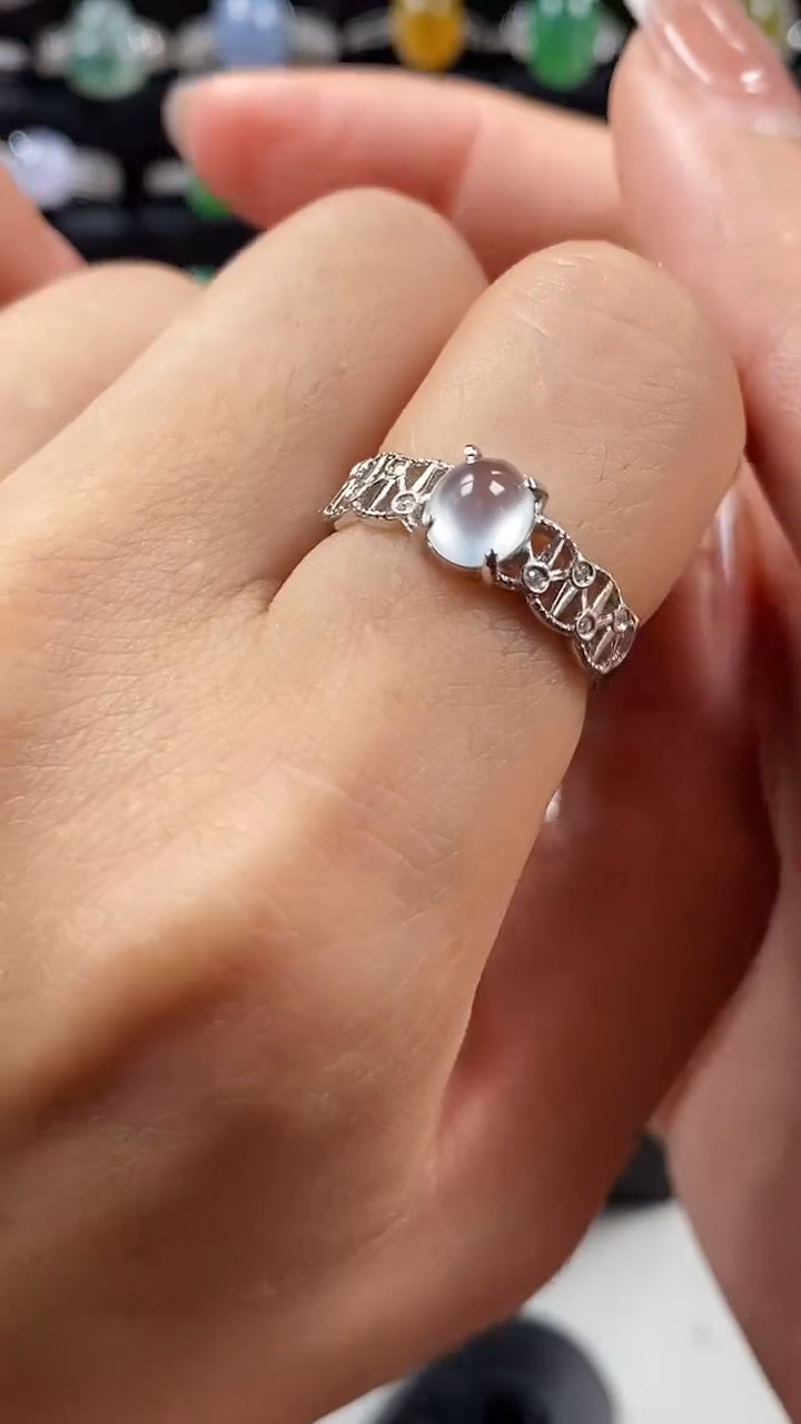 翡翠戒指银S925镶嵌4969